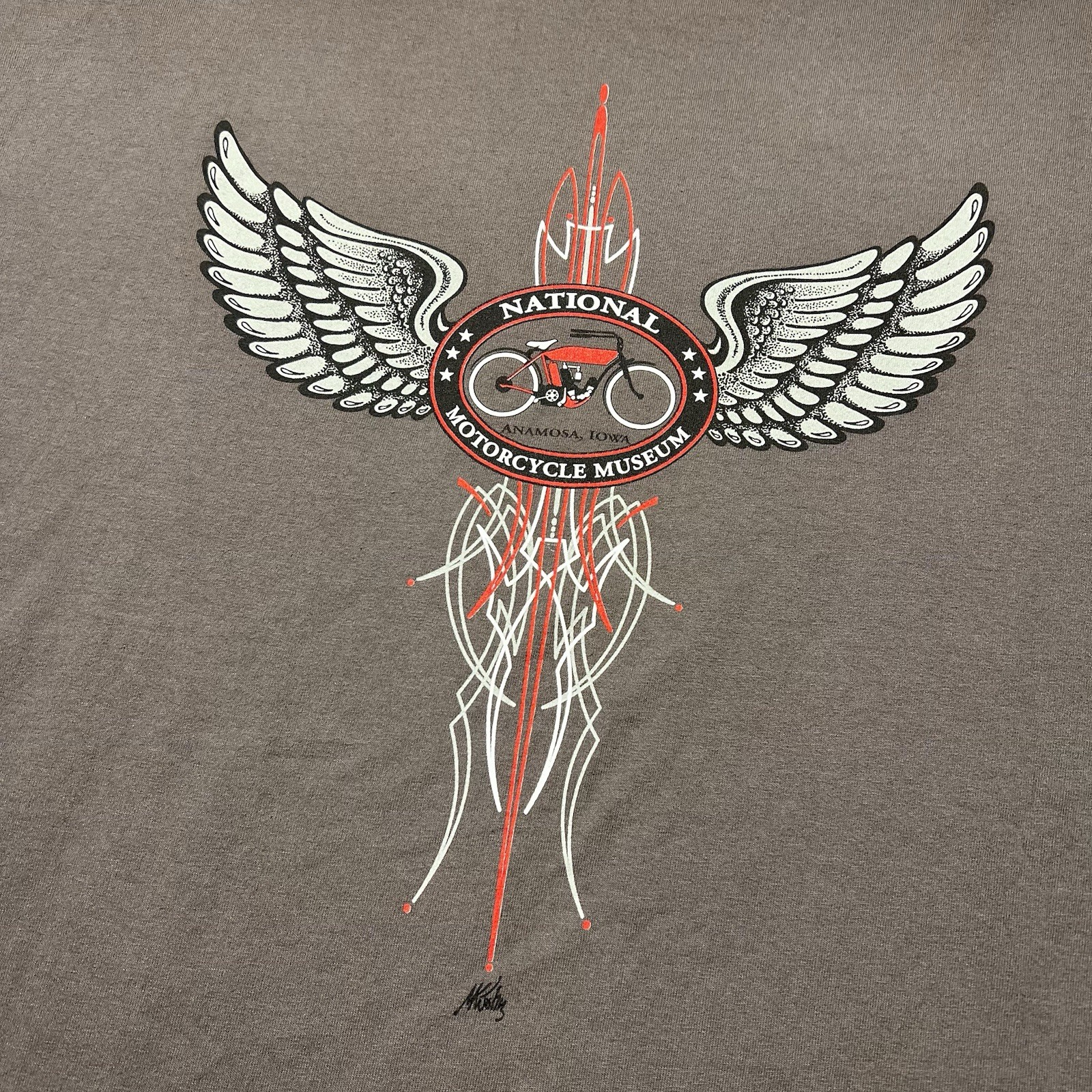 Vintage National Motorcycle Museum T Shirt XL Y2K Winged Back Graphic Biker Tee gallery