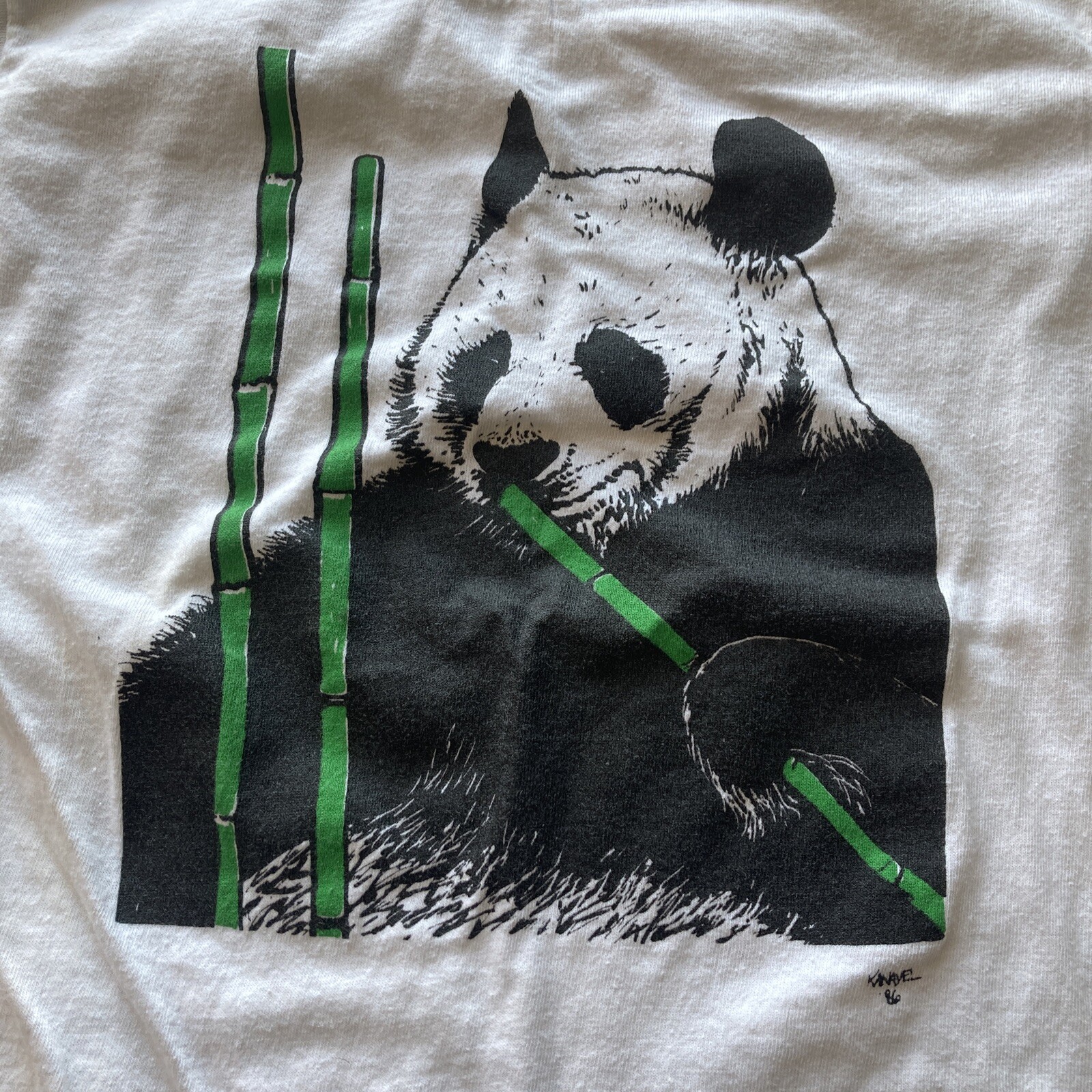 vintage 1986 Kanavel Panda Small (34-36) Stedman t shirt Made In USA gallery