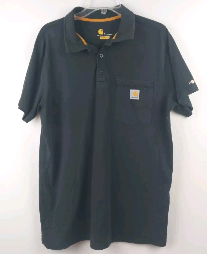 Carhartt T-Shirt Men’s Large Black Pocket Relaxed Fit Crew Neck Trendy Pullover