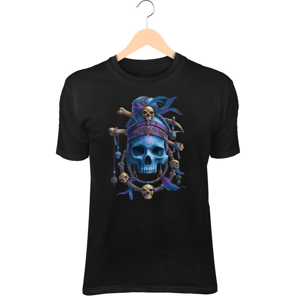 Skull Shaman Queen II T-Shirt – Third Eye, Bone Jewelry, Ceremonial Tattoos