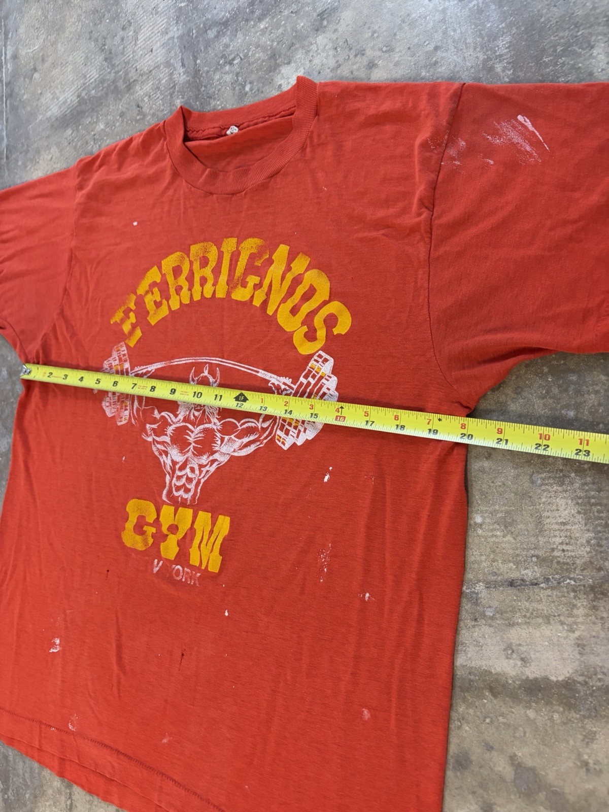 Vintage 80s Lou Ferrigno's New York Gym Distressed Shirt Size Medium Large gallery