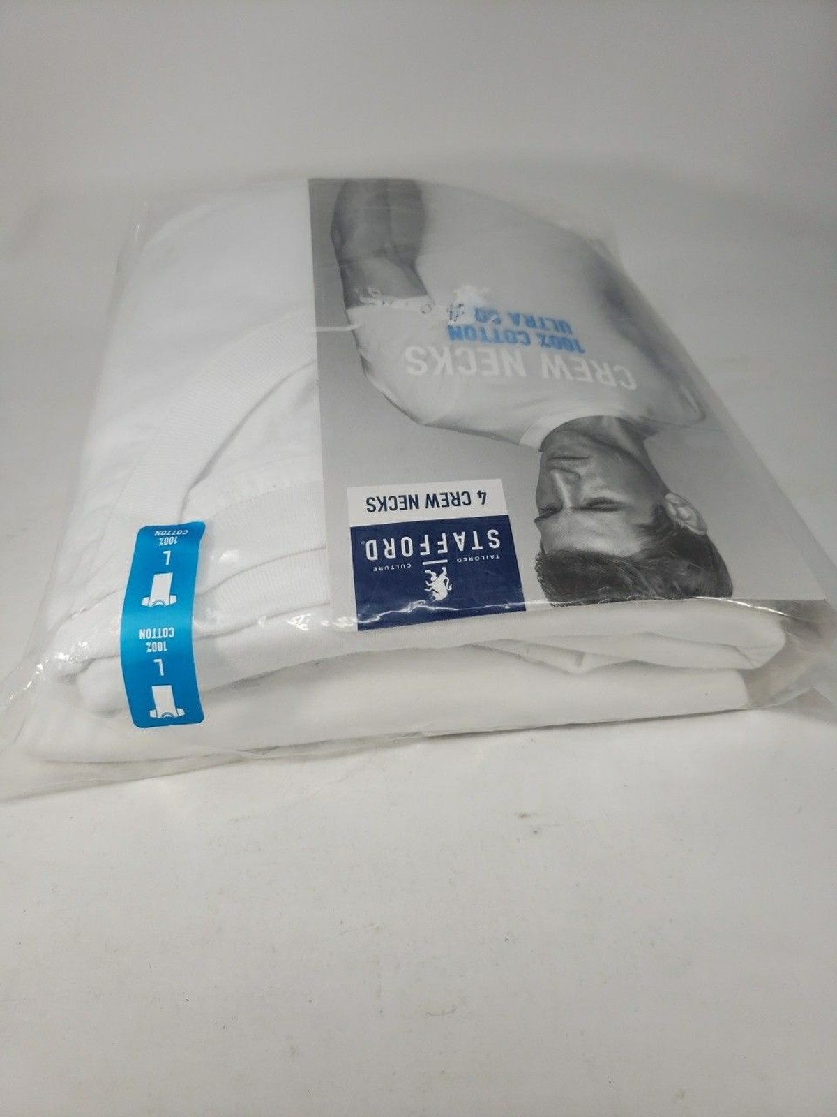 Stafford JCP Large 4 Crew Neck T-Shirts 100% Cotton Ultra Soft NOS Open Package gallery