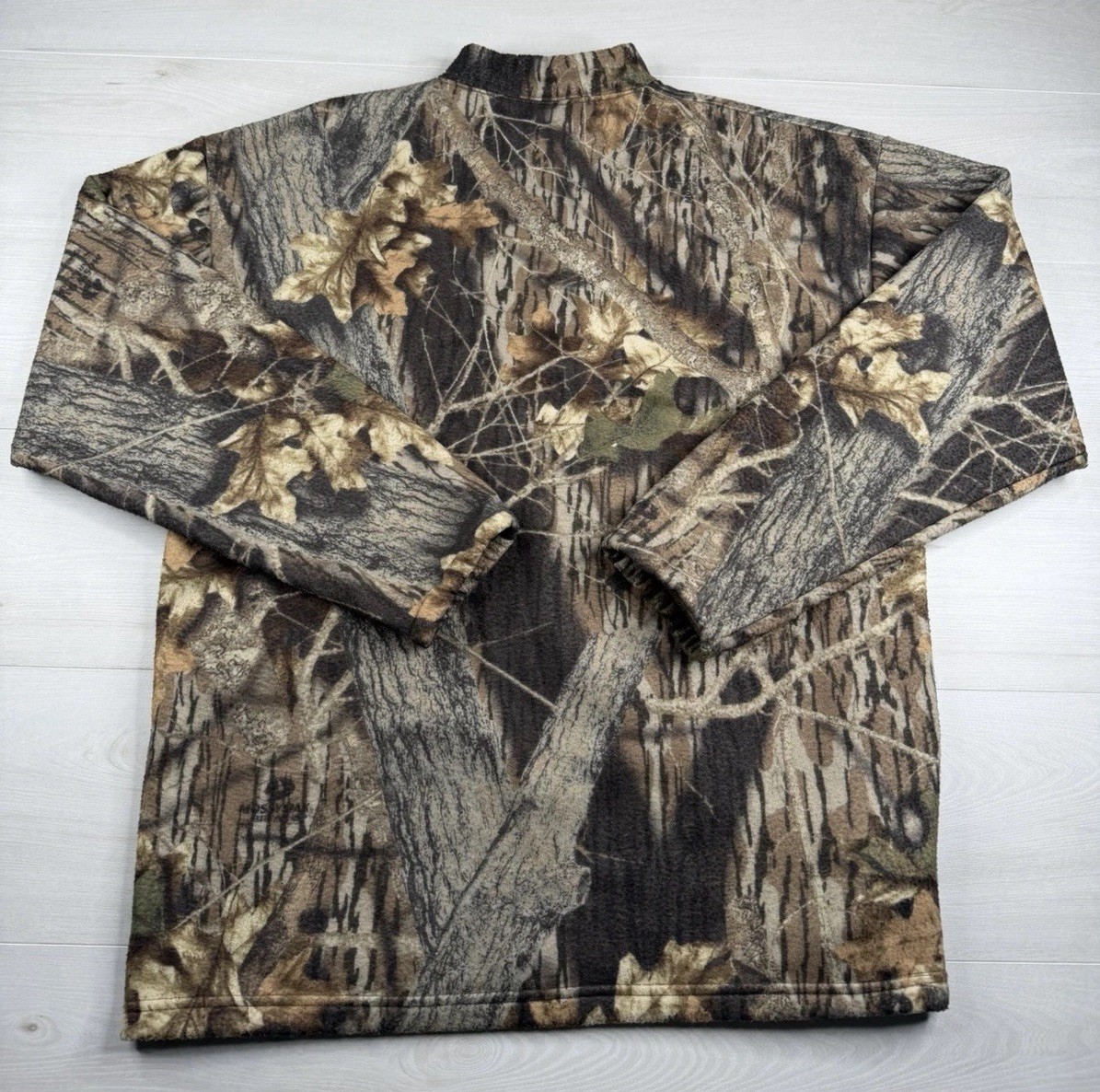 Vtg Sasquatch Mossy Oak Camo Henley Sweatshirt Long Sleeve Faded USA Made Men XL gallery
