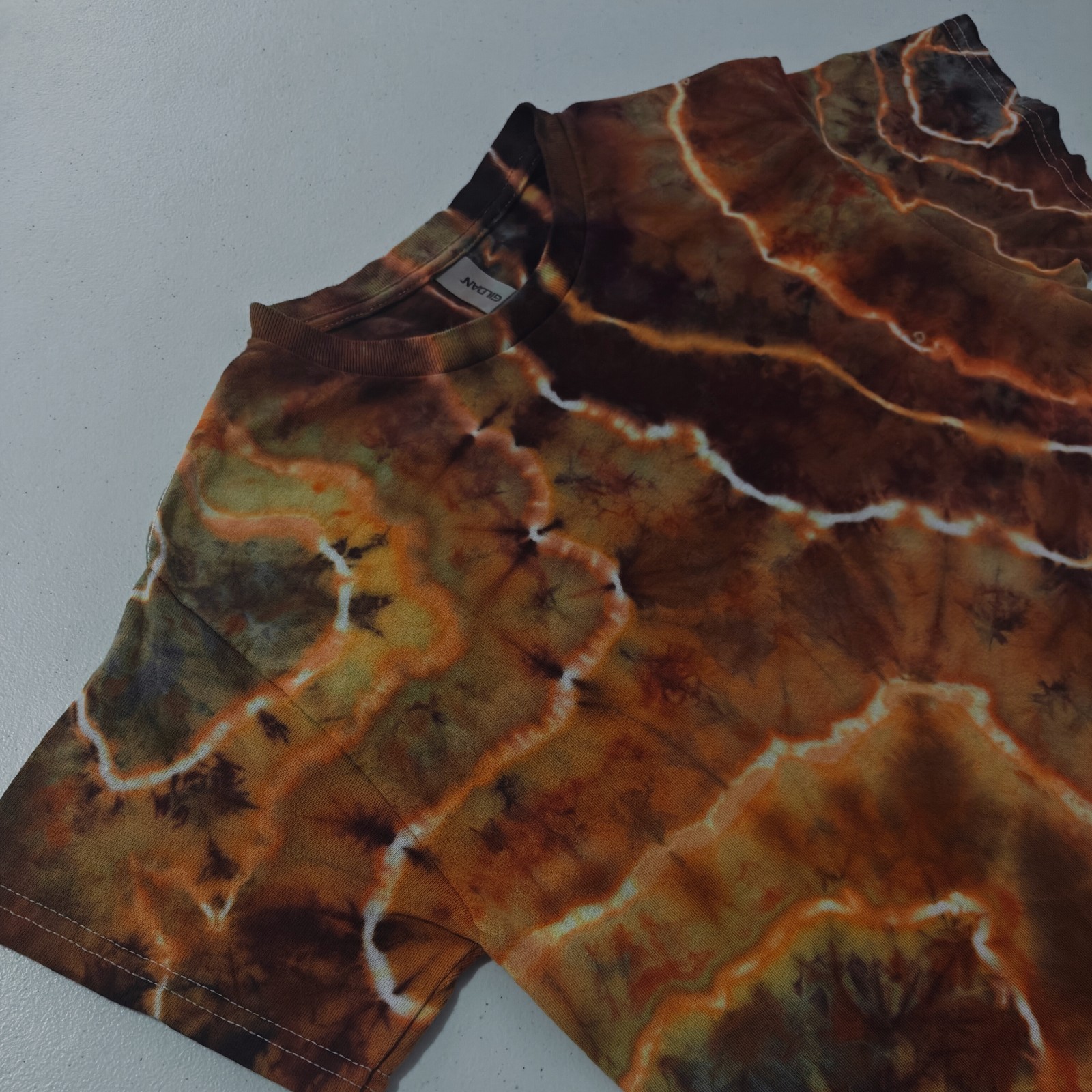 Geode Ice Tie Dye T-Shirt Gildan Adult S Small Orange Brown Earthy Handmade New gallery