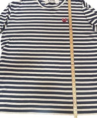 Comme des Garcons Play Striped Long Sleeve Double Heart Navy White XL Tee Japan