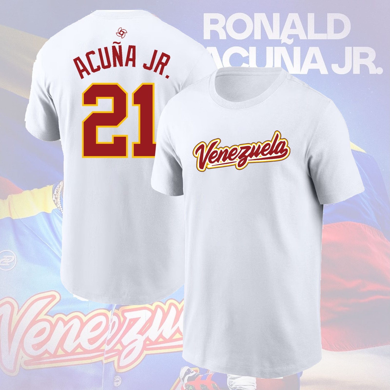 SALE - Ronald Acuna Jr. #21 Venezuela 2026 World Baseball Name & Number Gifts gallery