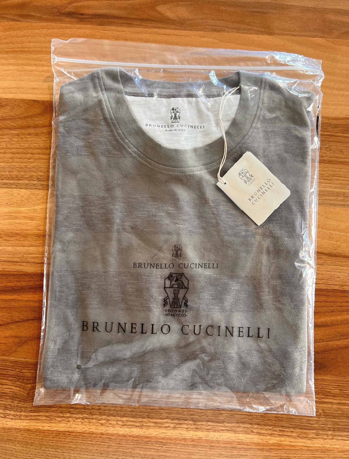 BRUNELLO CUCINELLI Men Short Sleeve Khaki Color Cotton T-shirt Us Size Medium gallery