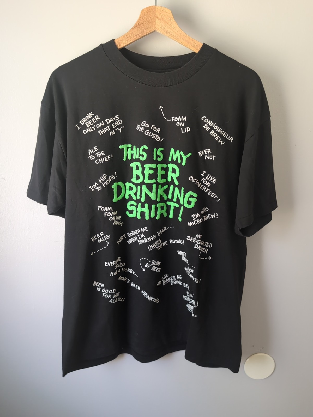 Vtg 90s This Is My Beer Drinking Shirt Black T Shirt XL 2 Sided Novelty Alcohol