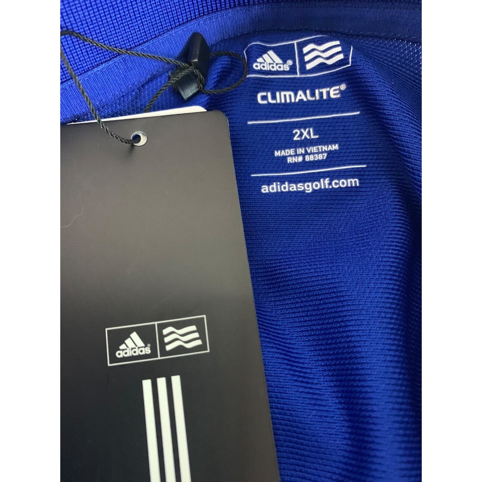 Large Adidas Golf Mens New Royal Blue Polo Shirt ClimaLite Striped Cuff P77778 gallery