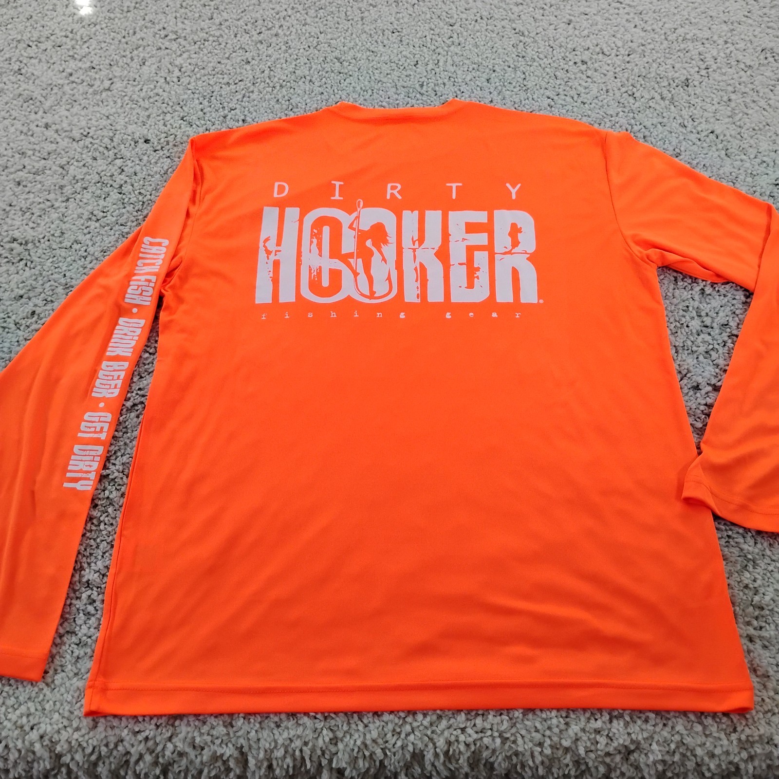 Dirty Hooker Shirt Mens Large Orange Performance Fishing Beach Beer Outdoor A6 gallery