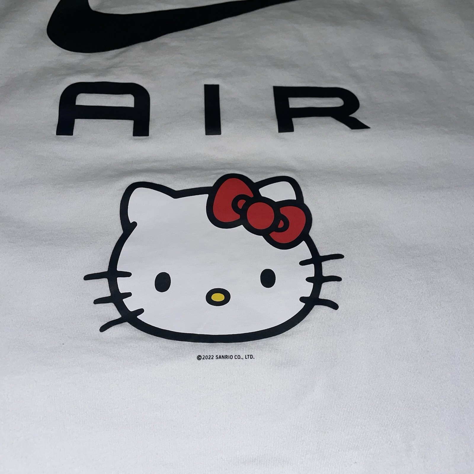 Nike Air Hello Kitty White Tshirt Size Large DR6074-100 Sanrio Co White Swoosh gallery