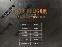 True Religion 4 Pack Crew Neck T-Shirts Large, White Premium Cotton SHIPS FREE!