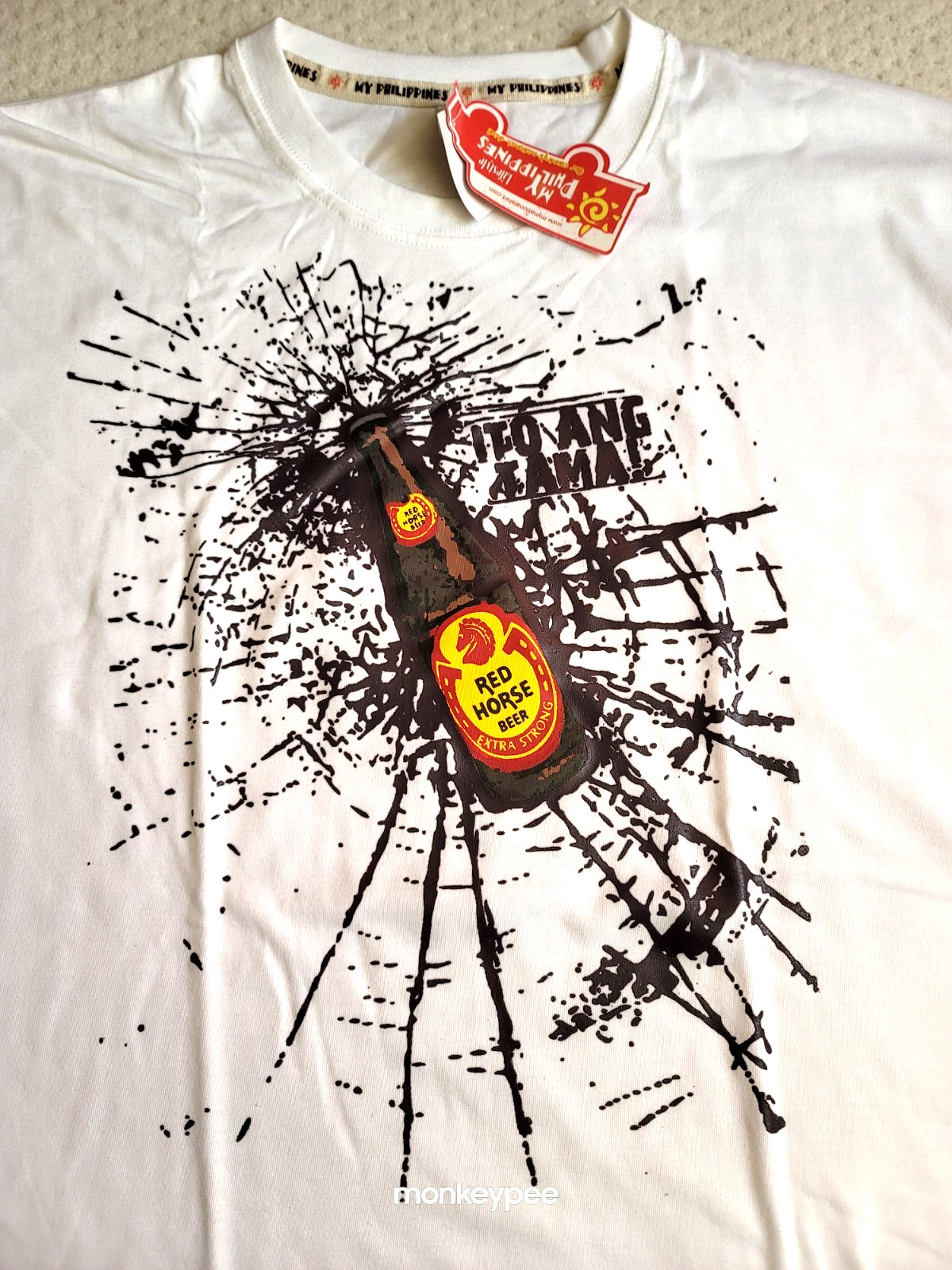 NWT Red Horse Beer Logo Philippines Graphic T-Shirt Funny ITO ANG TAMA White, L