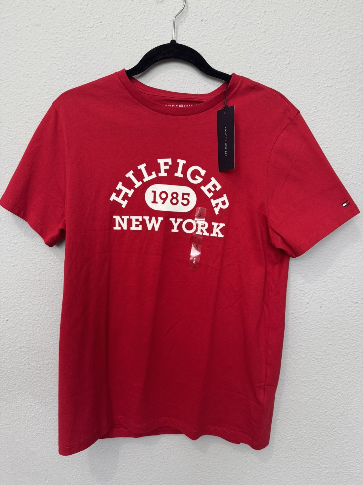 Tommy Hilfiger Mens Red New York Logo Crew Neck Short Sleeve T-Shirt Size S