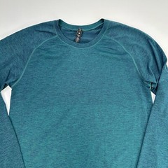 Lululemon Shirt Men Small Heather Teal Long Sleeve Train Work Party Run Gym Ex