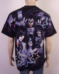 vintage 00s Y2K throwback Single Stitch Kiss AOP T-Shirt All Over Print Roxx XL