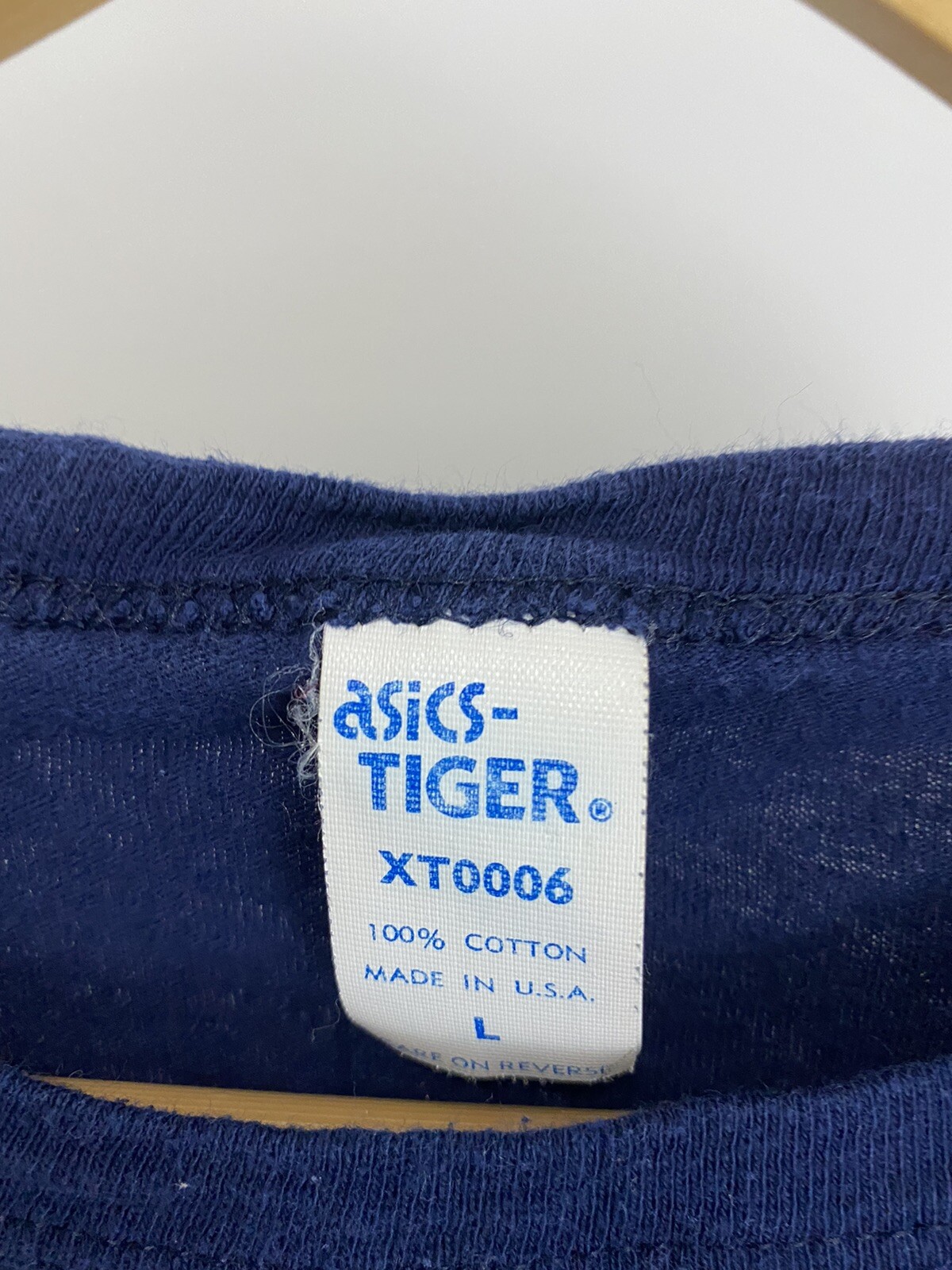 VTG 80s Asics Tiger Onitsuka Short Sleeve Blue T-Shirt Size L USA RARE gallery