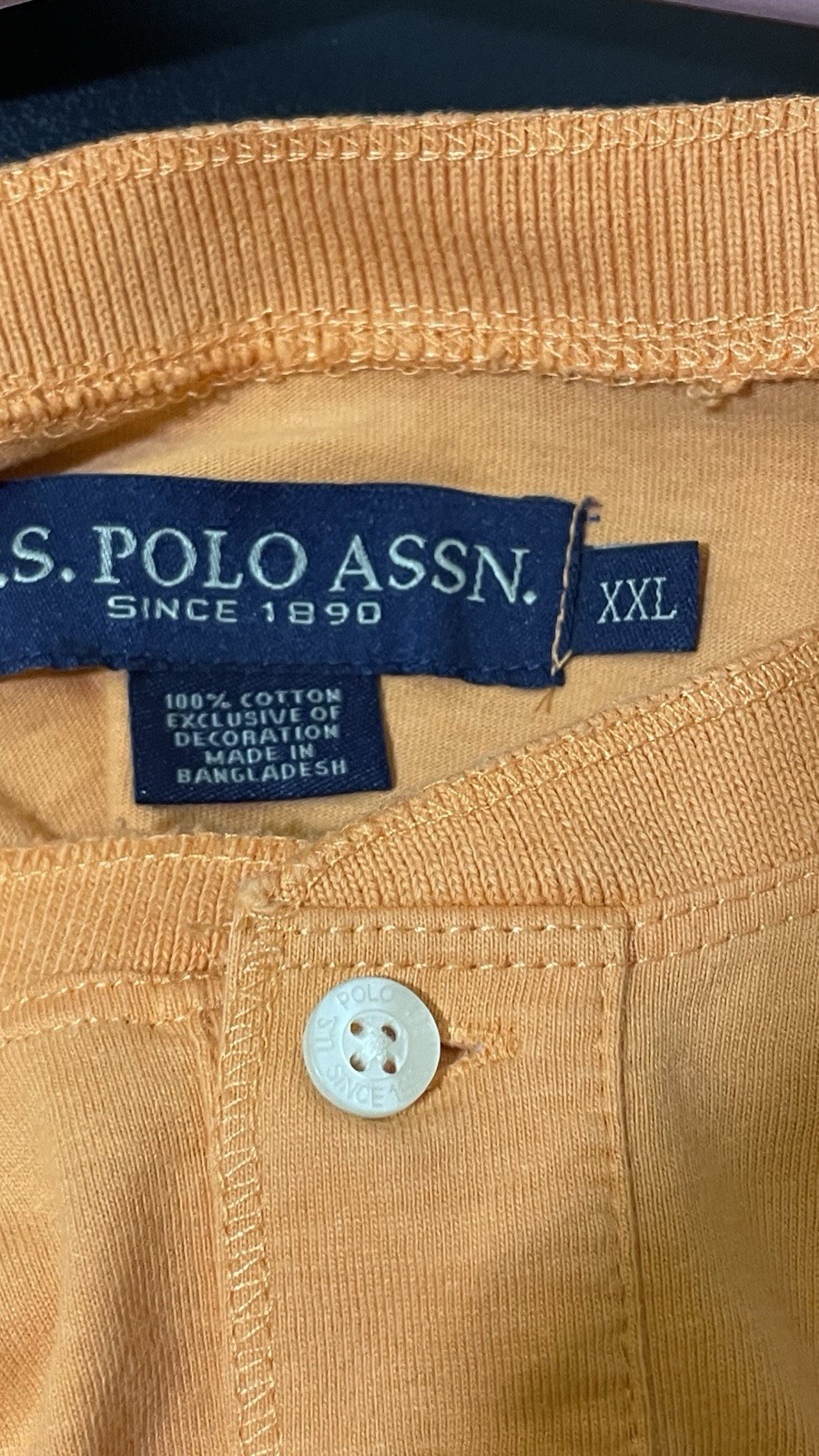 U.S. Polo Assn. Men’s Orange Solid Logo Button Henley Knit Tee XXL gallery