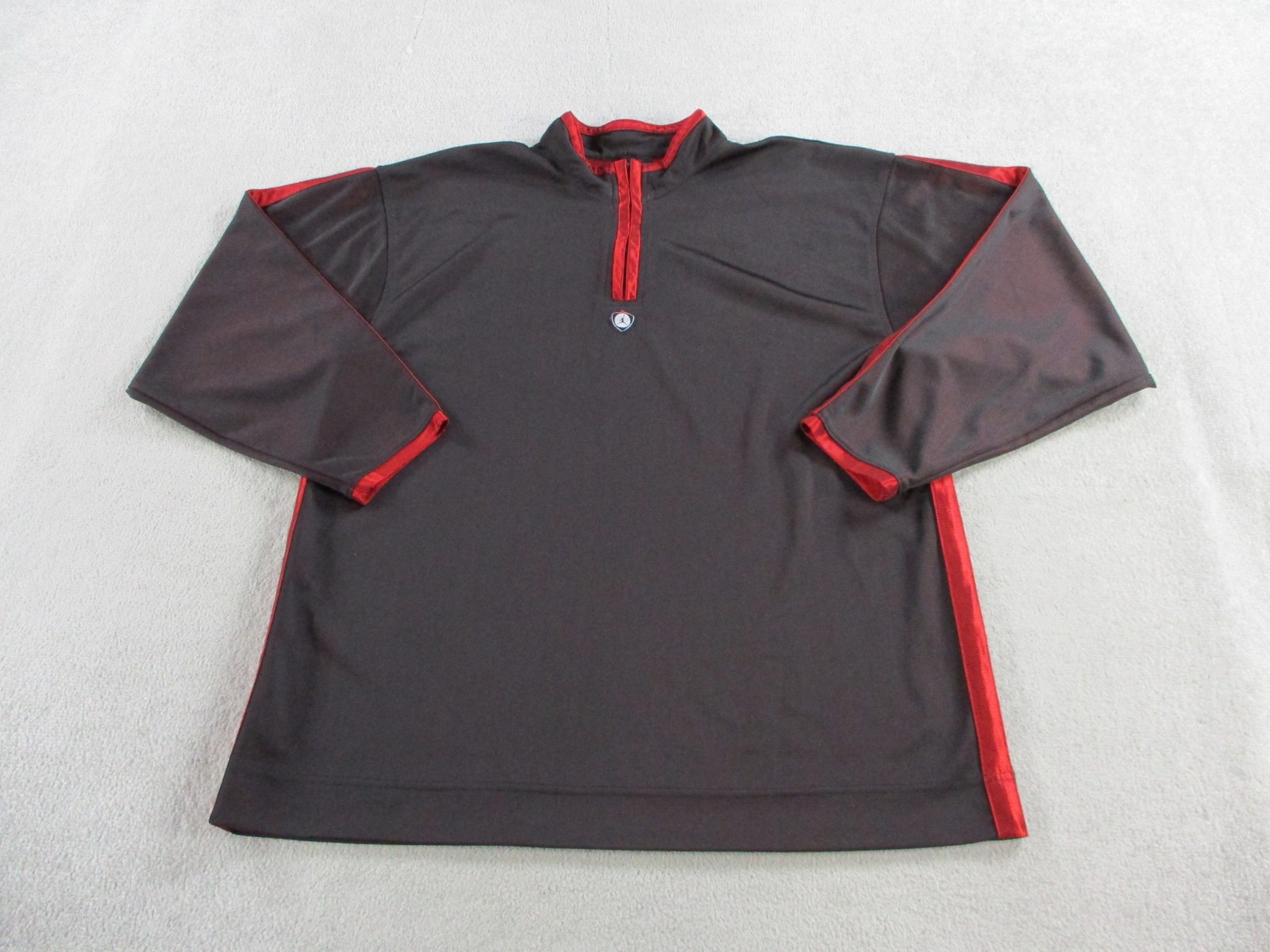 Jordan Pullover Shirt Mens Large Black Red Half Zip Athletic Logo Basketball VTG