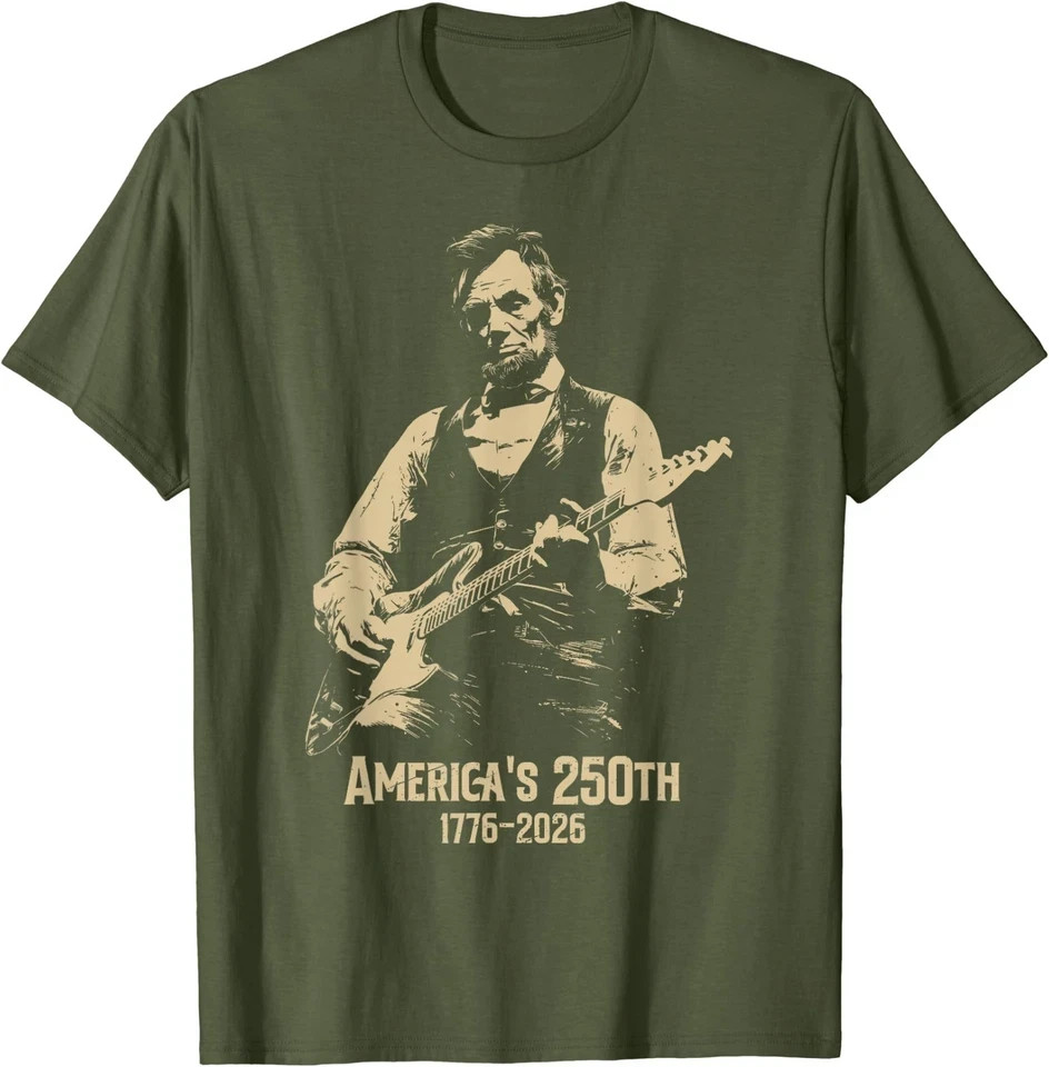 Abraham Lincoln Playing Guitar 4th July 250th Anniversary T-Shirt gallery