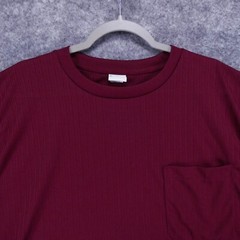 Haband Shirt Mens Extra Large Pullover Tee Dark Red Sheer w Textured Stripes