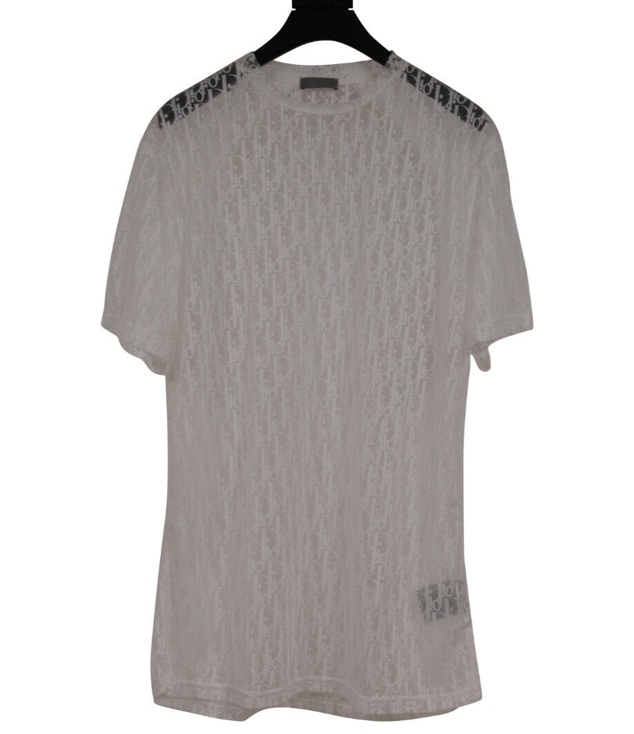 Dior Oblique Logo Semi Sheer T Shirt Size Medium Viscose Polyamide Short Sleeve