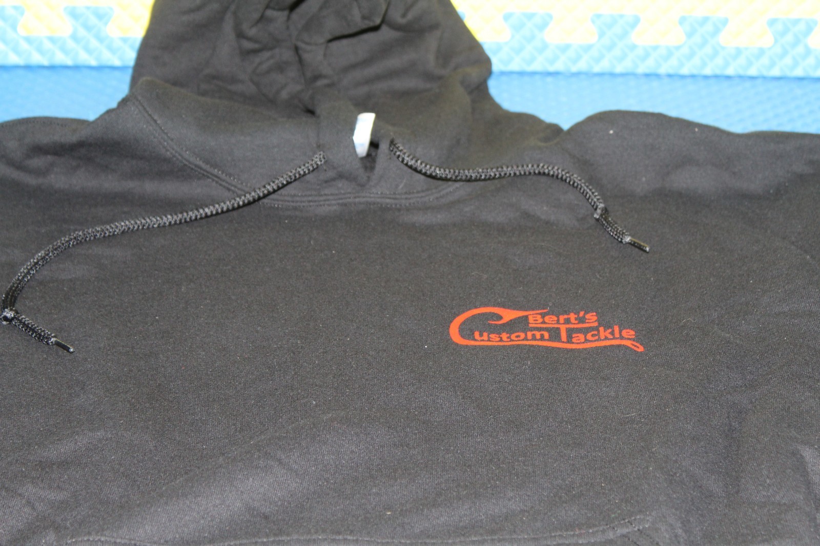 Berts Custom Tackle 50/50 Poly/Cotton Black Hooded Sweat Shirt Choose Size gallery