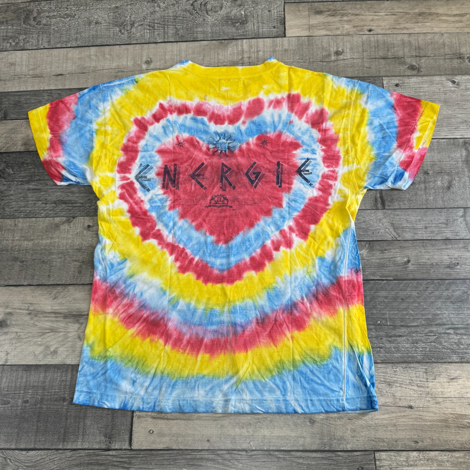 Energie Mens T-Shirt Rainbow Heart Tie Dye Multicoloured Size Small gallery