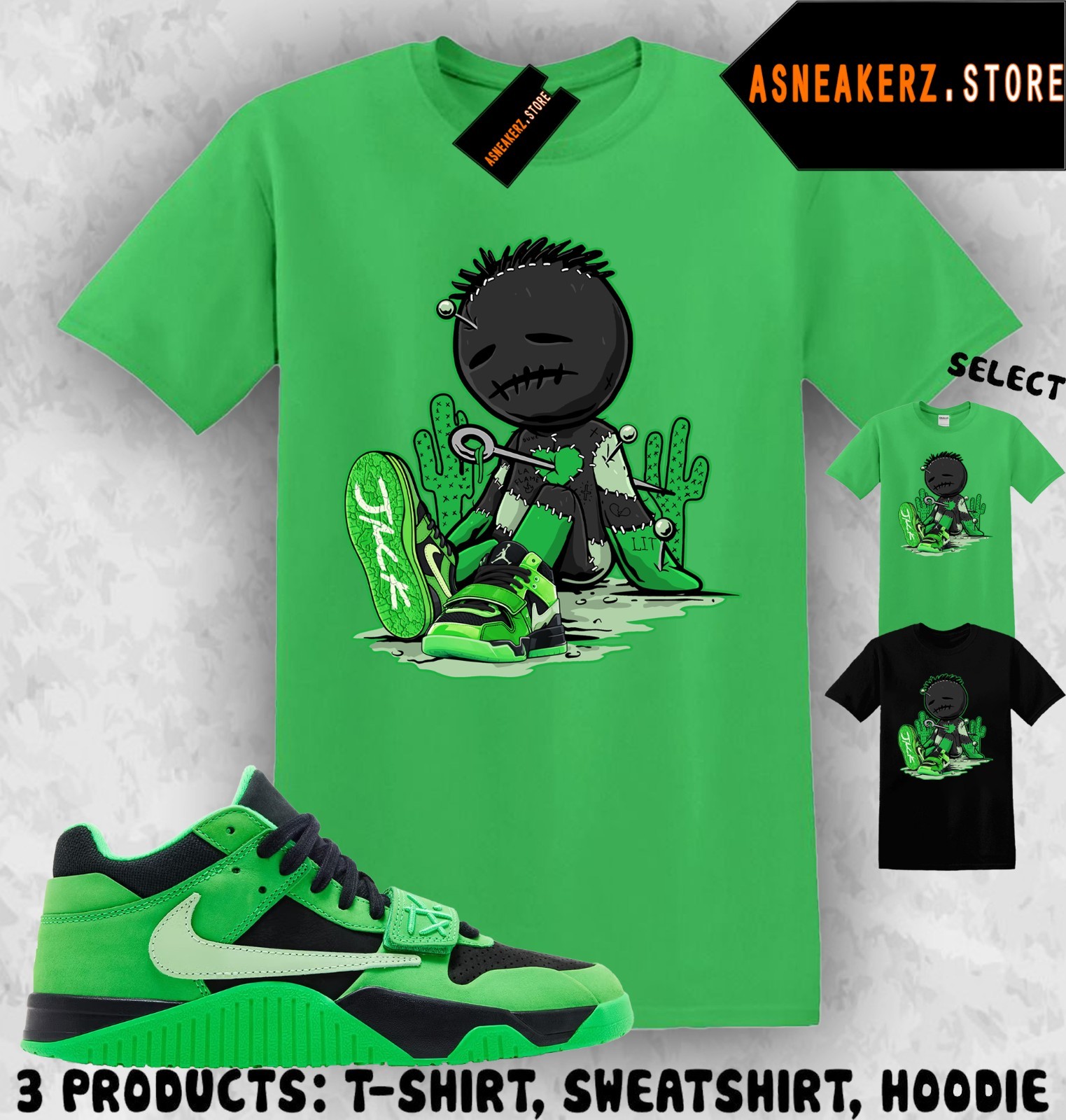 Shirt Matching Travis Scott Jumpman Jack Green Spark Match Sneaker Voodoo Cactus gallery