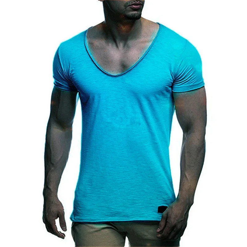 2026 New Men's T Shirt Fashion Chicken Heart V Collar Recreation. gallery