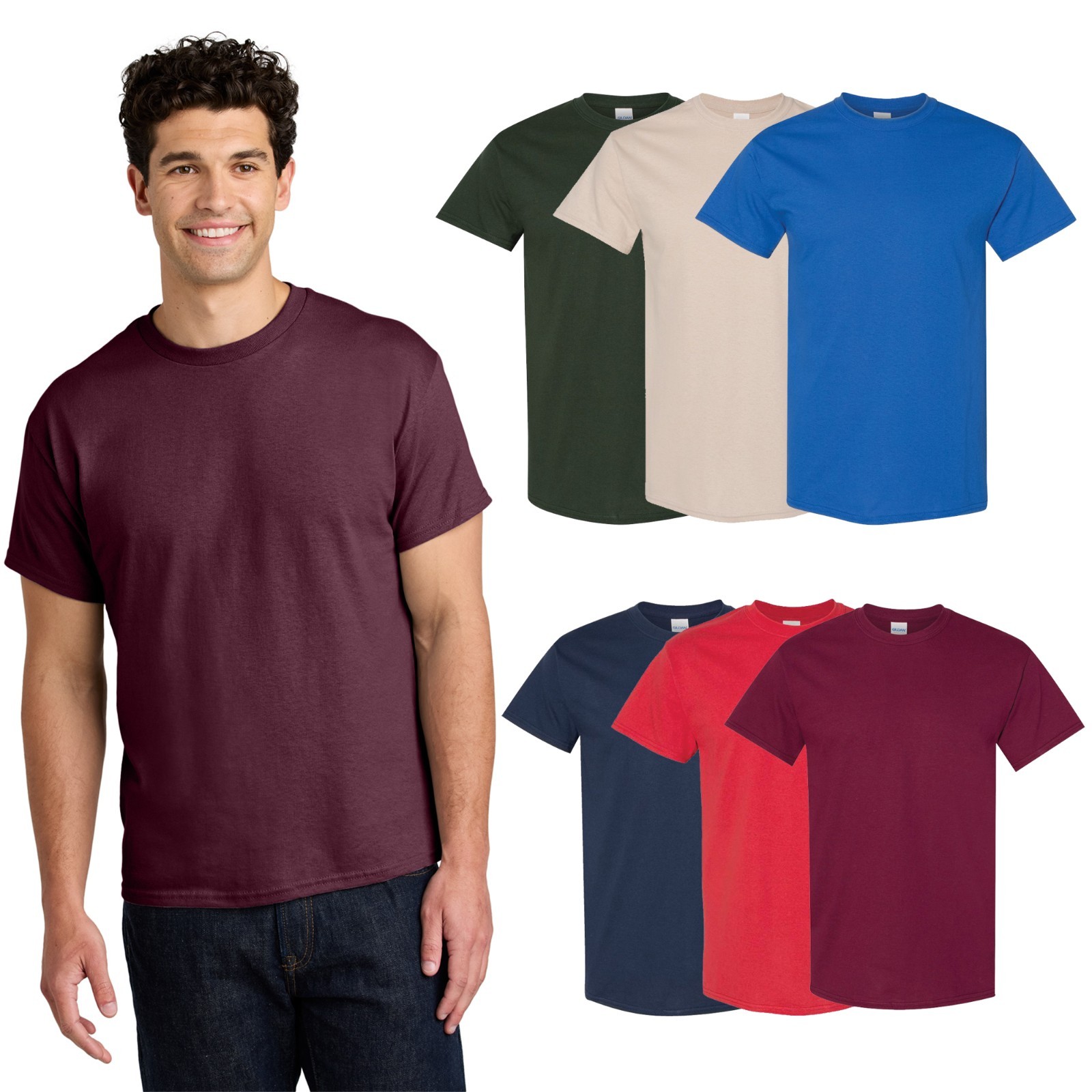 Gildan Men’s Heavy Cotton Classic Fit T-Shirt, Assorted Color, 6-Pack, S-5XL