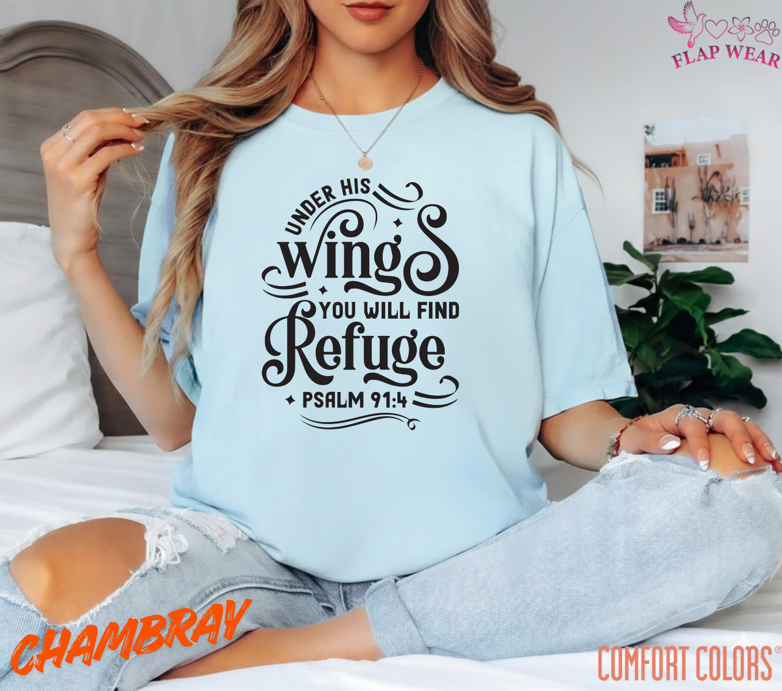 Unisex Psalm 91:4 Bible T-Shirt, Men T shirt,Women T shirt Gift Christian Top gallery