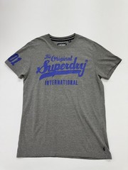 Superdry Mens Grey Graphic Print Crew Neck T Shirt Size L