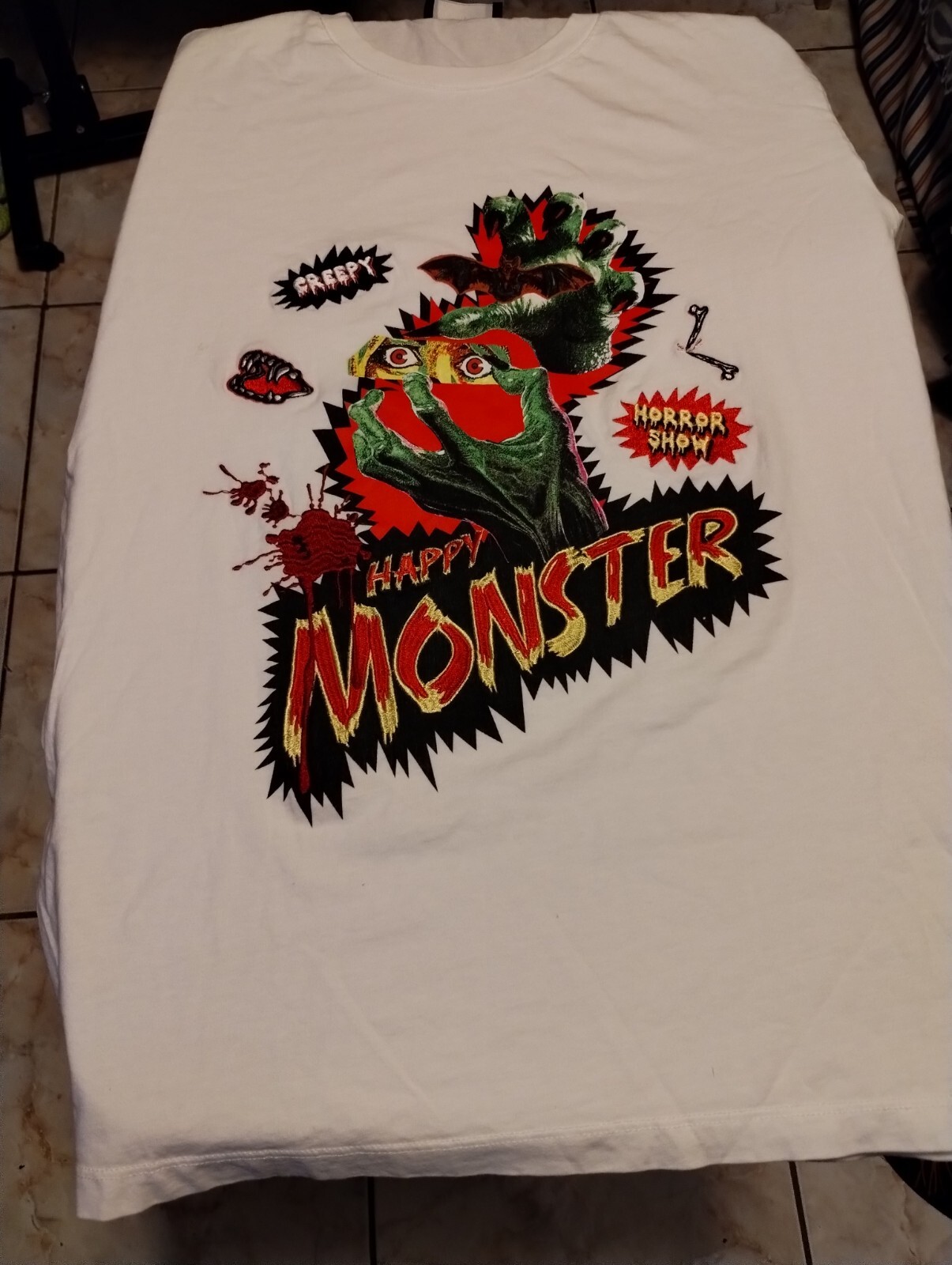 THE KOOPLES HAPPY MONSTER COTTON WHITE JERSEY T SHIRT IN WHi01 Mens Large