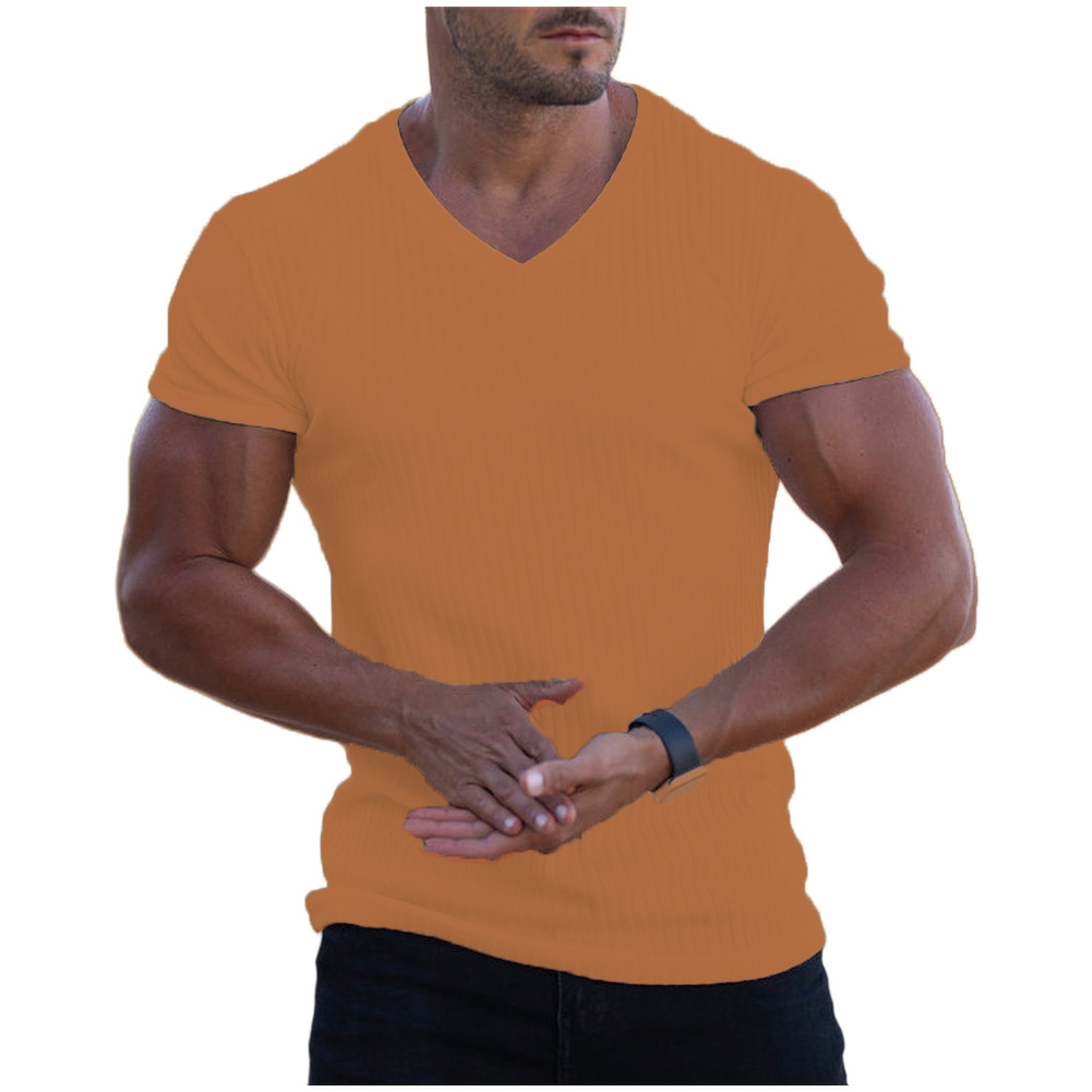 For Gym Training Men V Neck T Shirt Casual Wear Style Polyester Fiber Fabric gallery