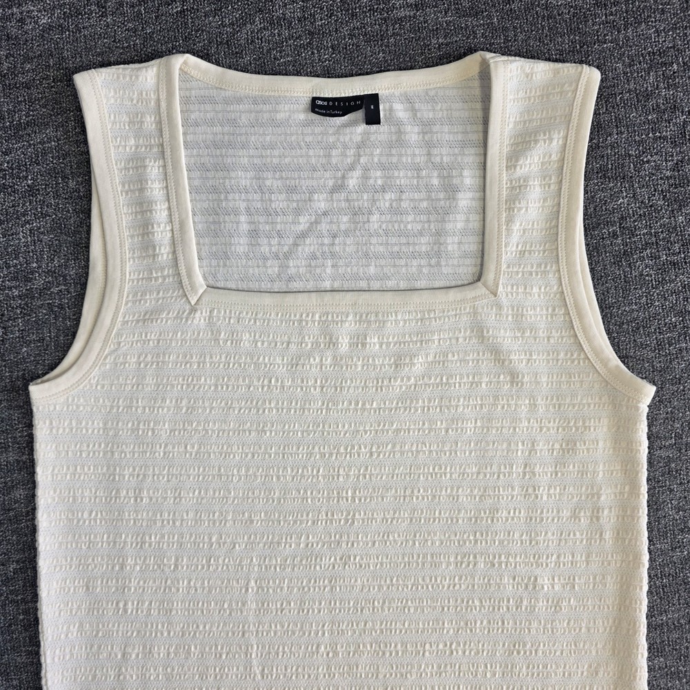 Asos Designs Textured Square Neck Tank Top in Ecru Cream Size Medium -Brand New!