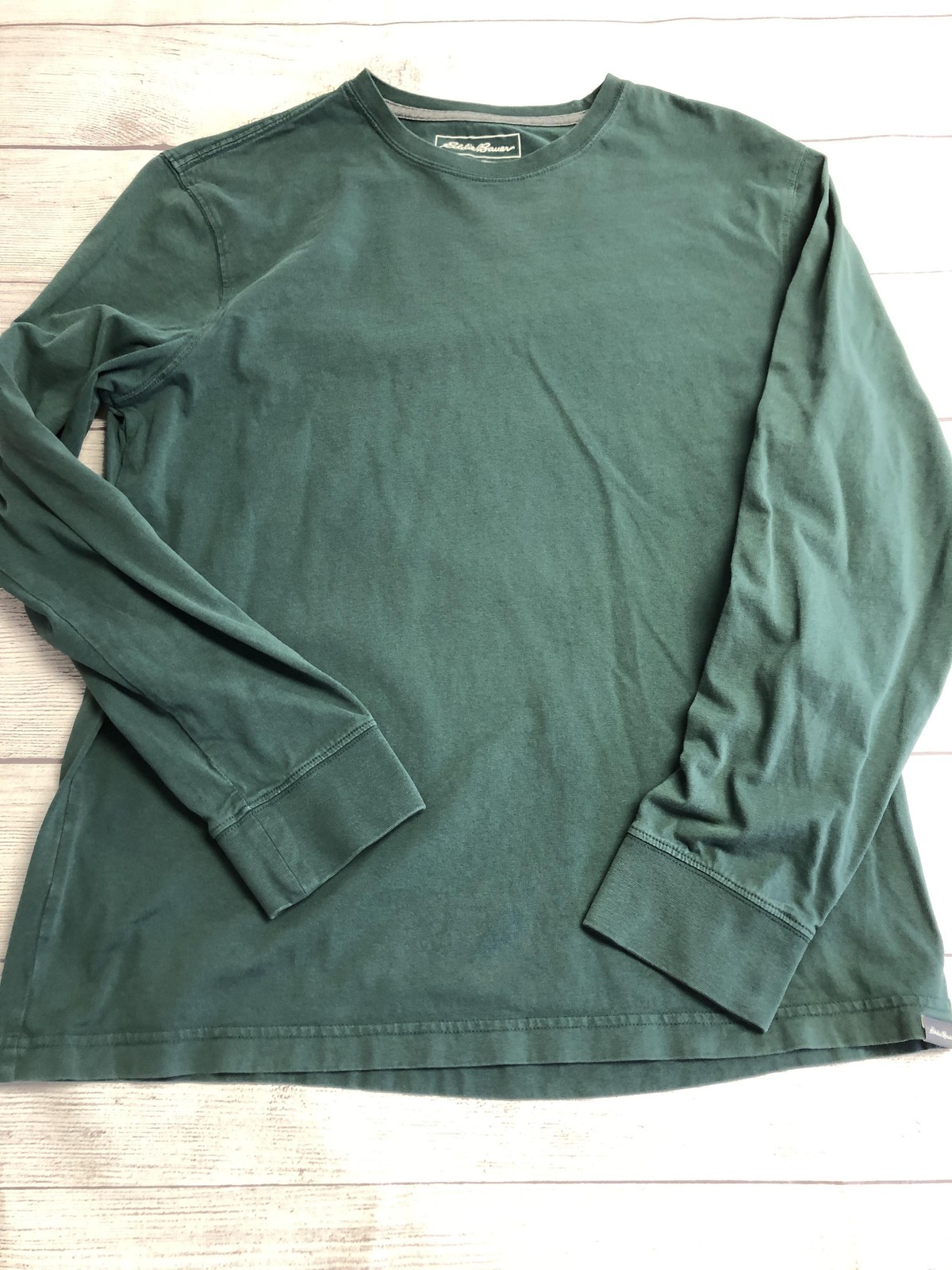 Eddie Bauer Shirt Mens Medium Green Legendwash Long Sleeve Tagless Tee Casual gallery