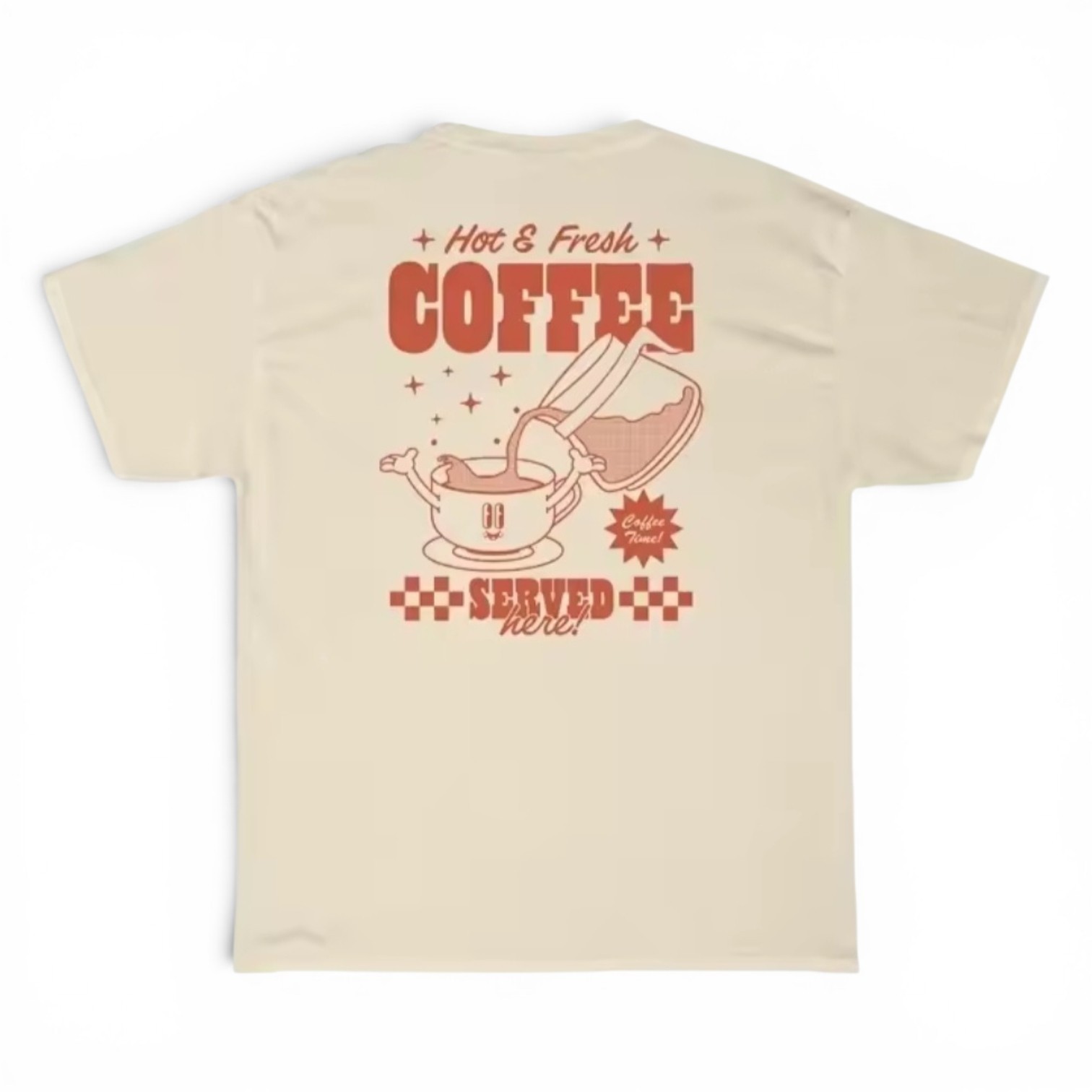 Retro Cartoon Coffee Back Print Cotton Women Cute Funny Caffeine T-Shirts gallery