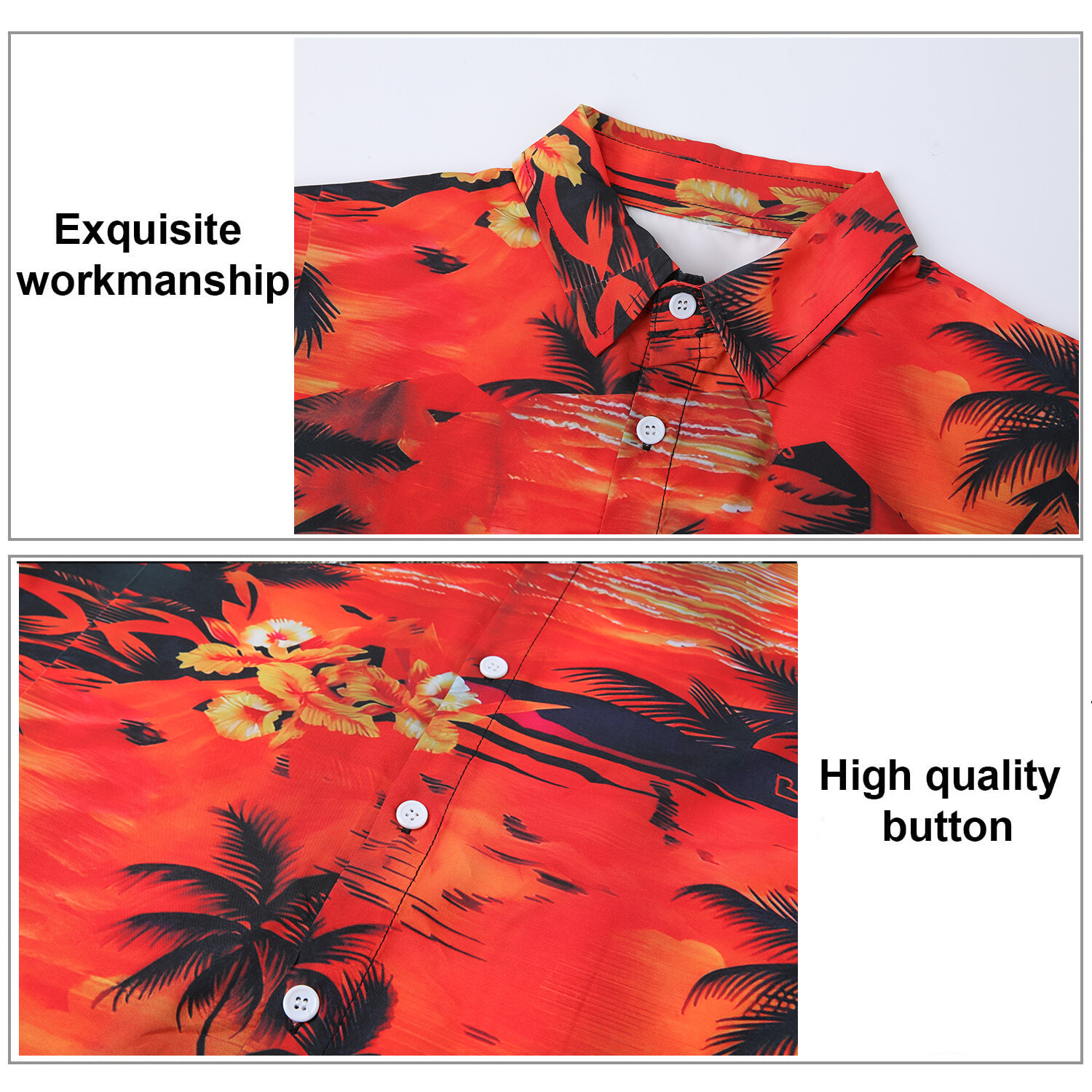 Men Hawaiian Shirts Floral Palm Tree Sunset Surf Beach Party Holiday Stag Dance gallery