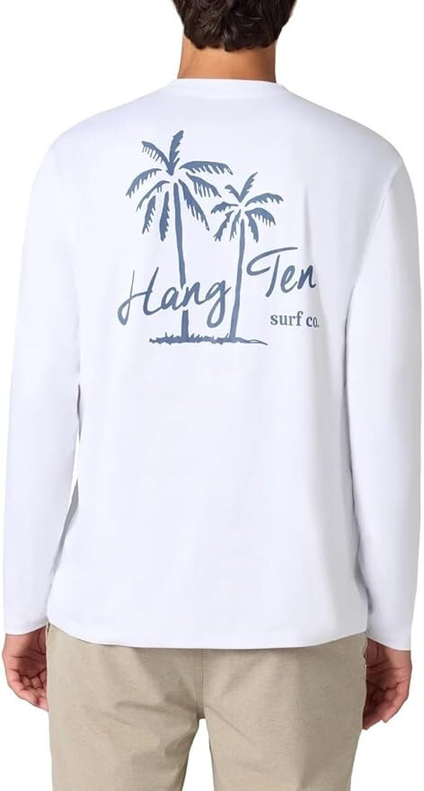 Hang Ten Mens Long Sleeve Sun Tee White M gallery