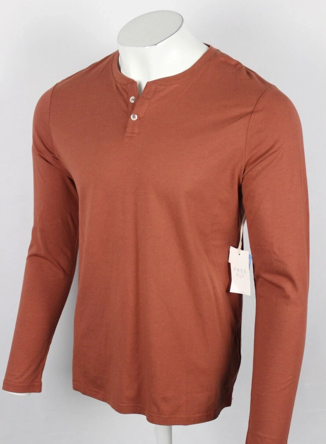 Free Fly Men's Heritage Henley Long Sleeve Bamboo Shirt Clay UPF 50+ gallery