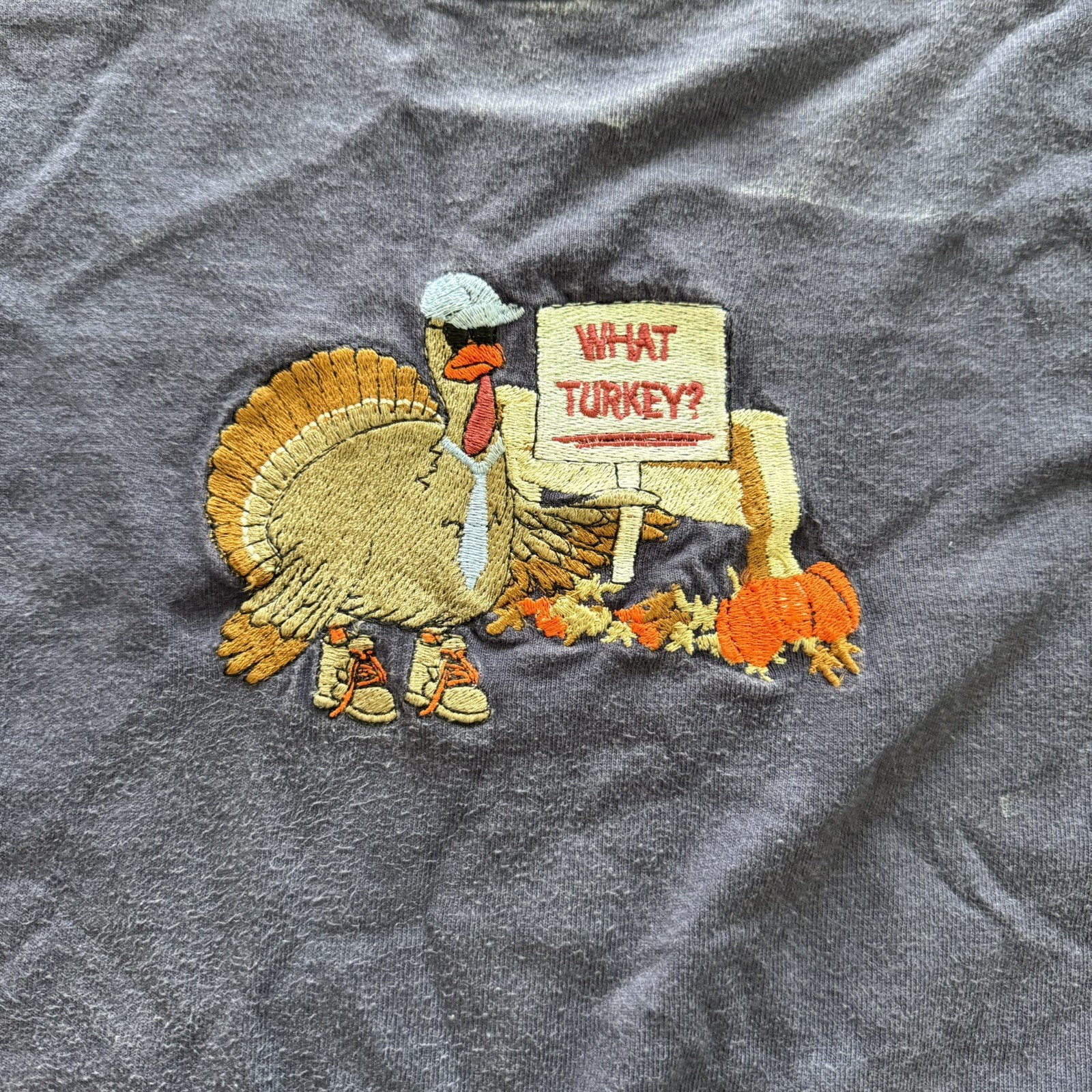 Vintage American Classic Size Large Blue Embroidered Turkey gallery