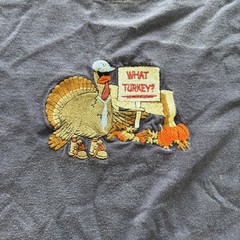 Vintage American Classic Size Large Blue Embroidered Turkey