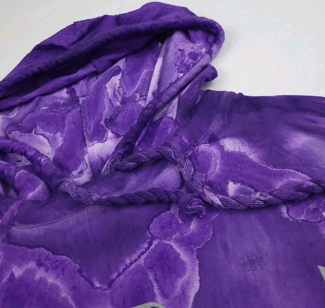 Vintage 90s Palm Beach Florida Purple Tie Dye Hoodie T Shirt USA Made Too Cool gallery