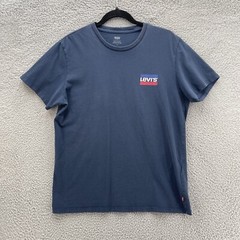 Levis Tee Men Large L Blue Big Classic Box Logo Back Casual Comfort Staples