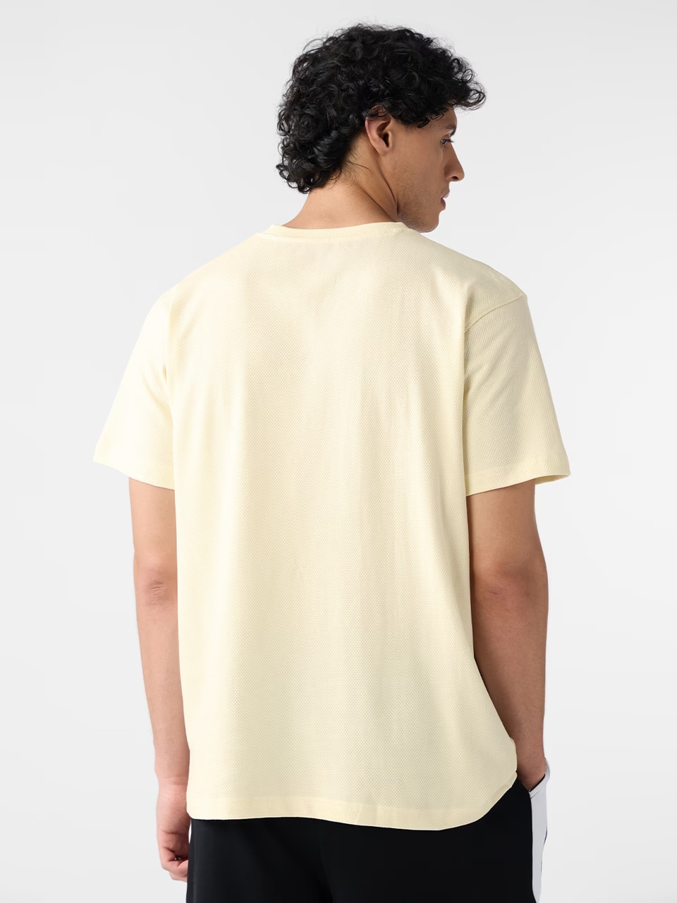 Kung Fu Panda Embroidery Details Textured T-Shirt Cotton Beige - Premium Fabric gallery