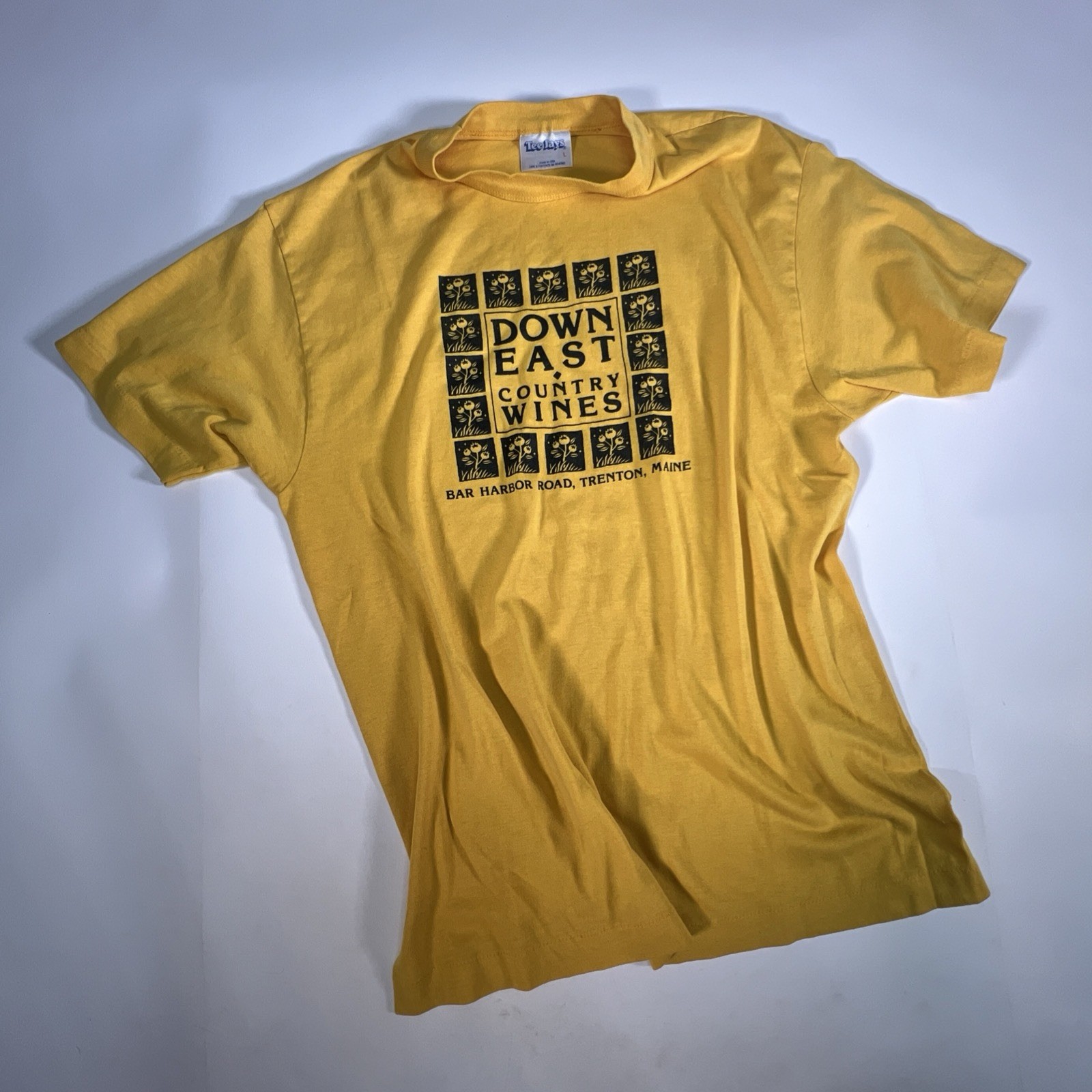 Vtg Thin Down East Country Wines T-shirt, Yellow L 1980s By TeeJays gallery