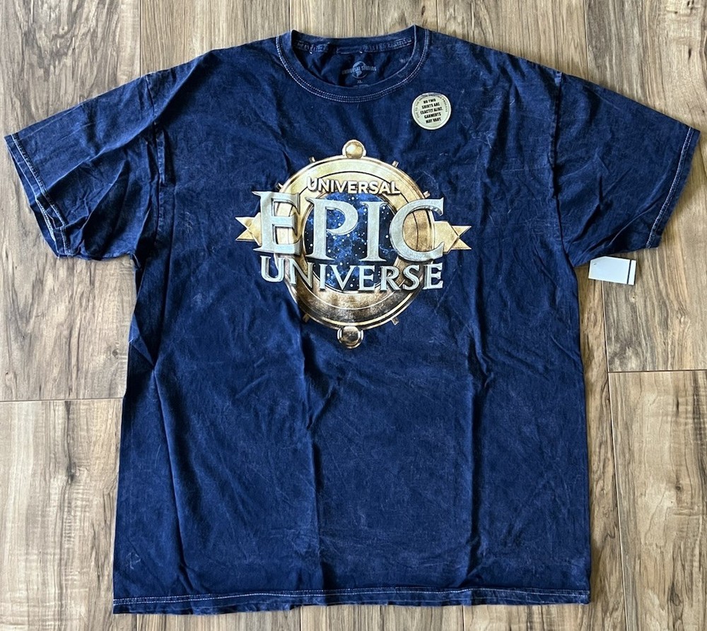NWT Universal Epic Universe Navy Blue Logo T-Shirt 2024 XL Limited 1st Edition