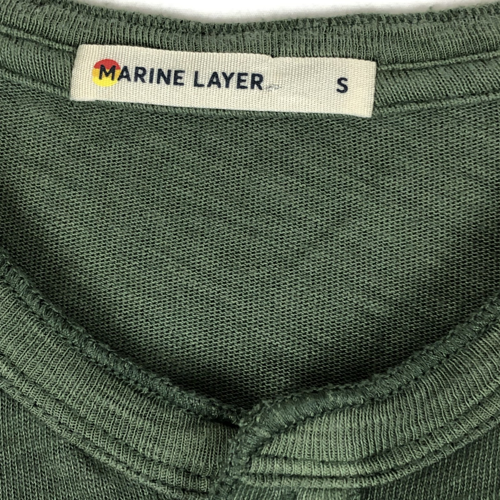 Marine Layer Henley Shirt Men S Olive Green Short Sleeve Hemp Cotton Casual Tee gallery