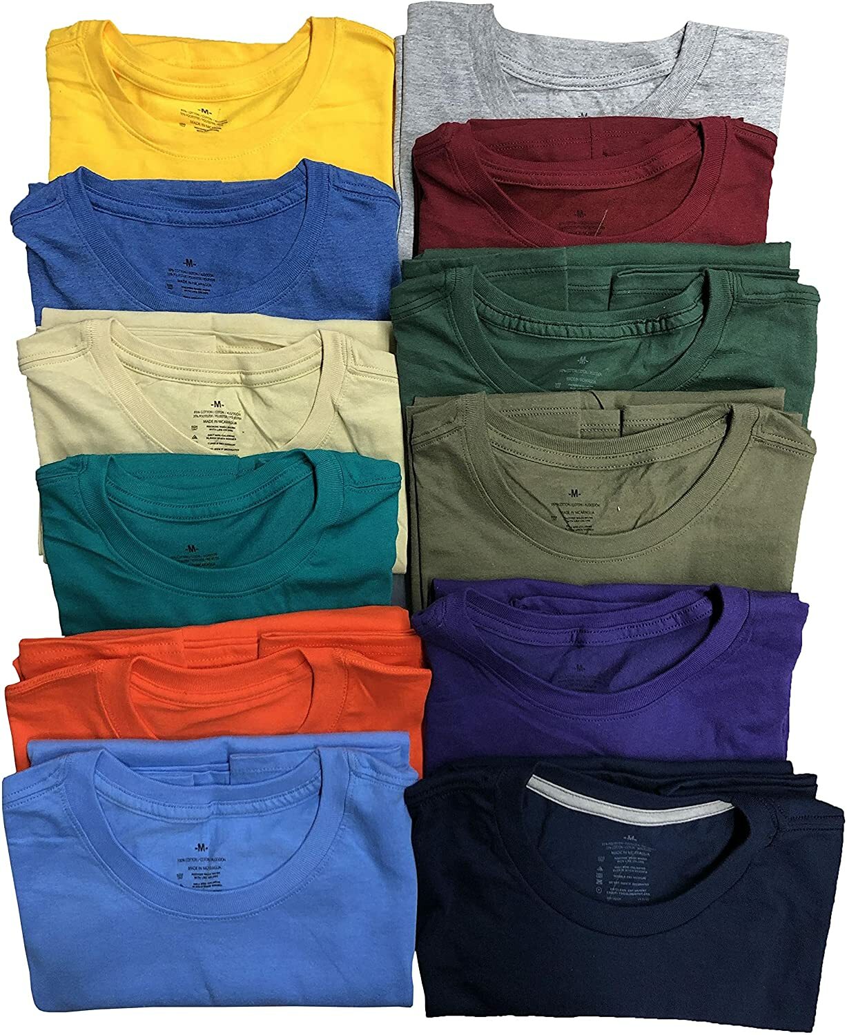 SOCKS'NBULK Mens Cotton Crew Neck Short Sleeve T-Shirts Mix Colors Bulk Pack gallery